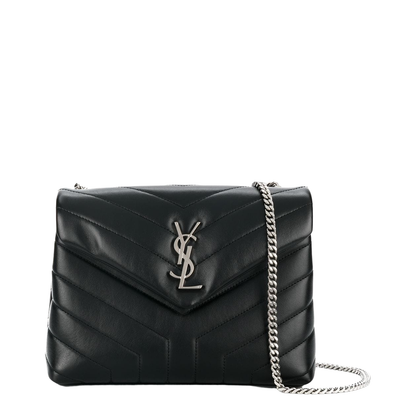 Black Leather Small Loulou Shoulder Bag