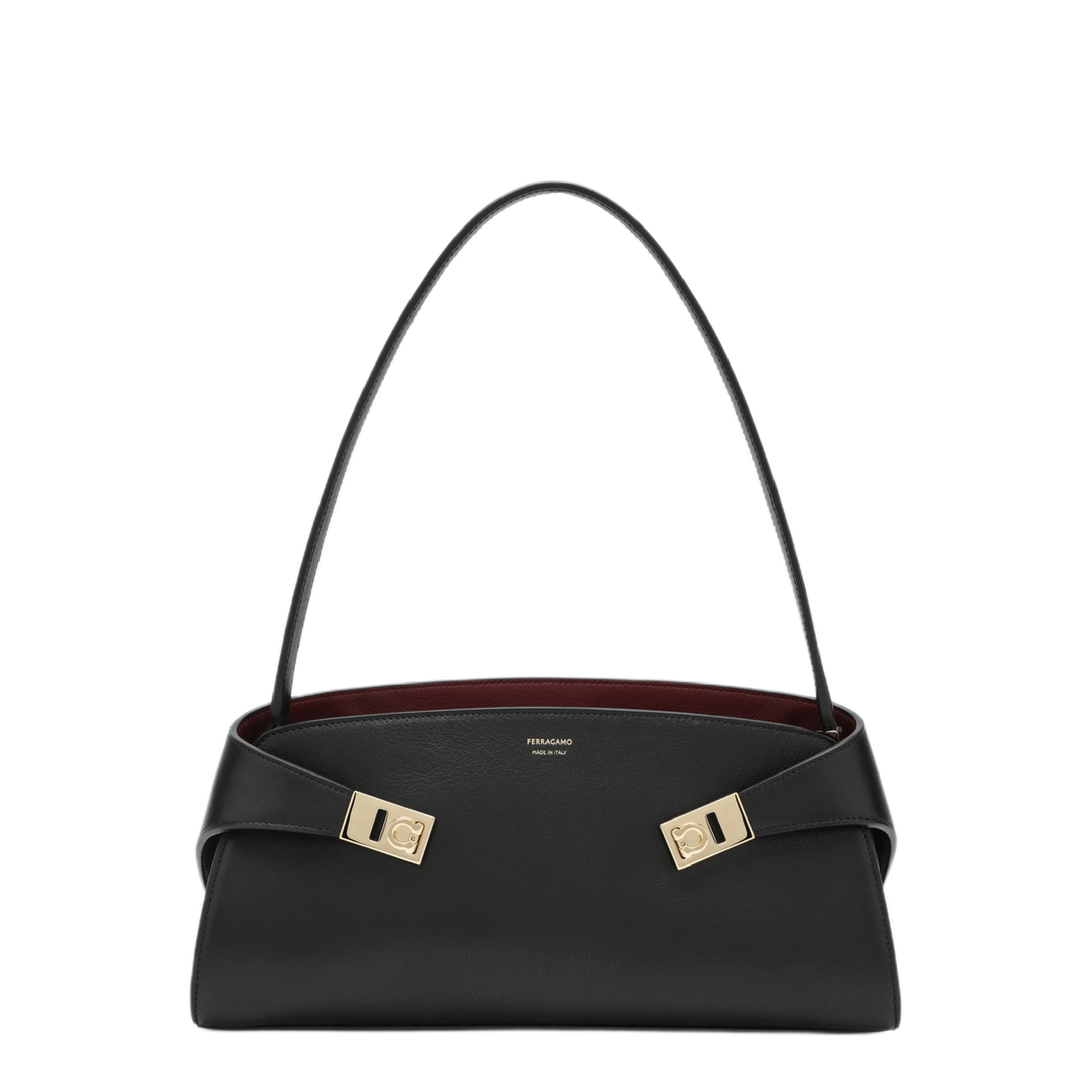 MAYFEYR - Ferragamo - Hug East West Black Burgundy Calfskin Shoulder Bag - 0795208LENB