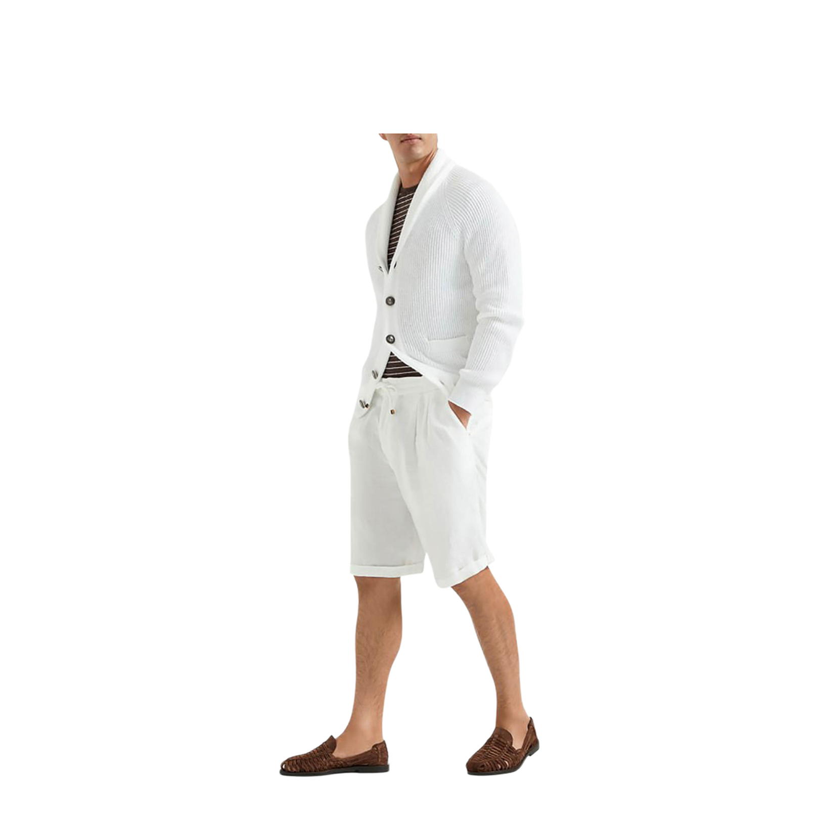 Garment Dyed Linen Gabardine Bermuda Shorts