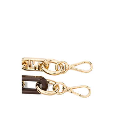 Chain Shoulder Strap - Gold Metal/Brown