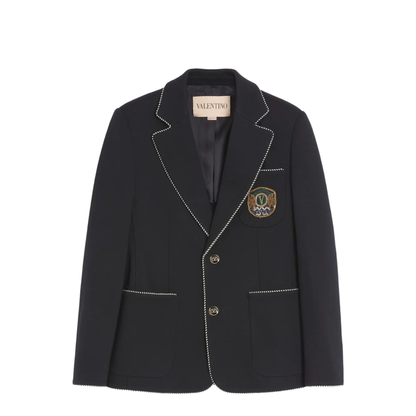 Single-Breasted Blazer with Patch