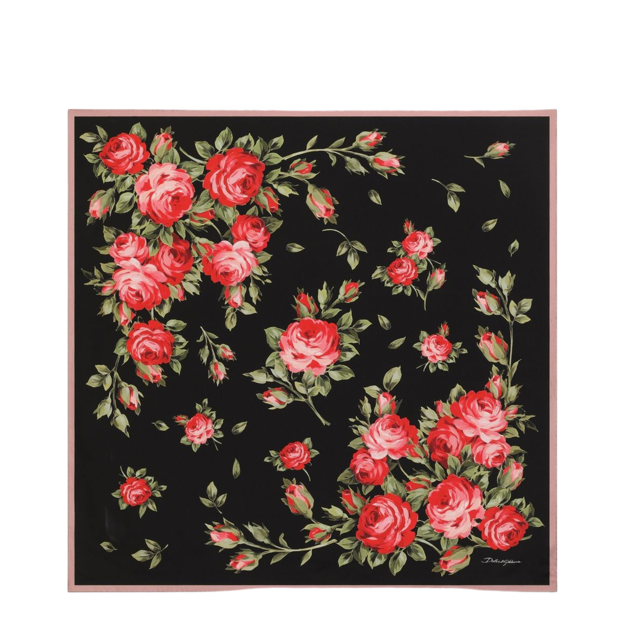 Rose Bouquet-Print Silk Twill Scarf 90x90 in Multicolor