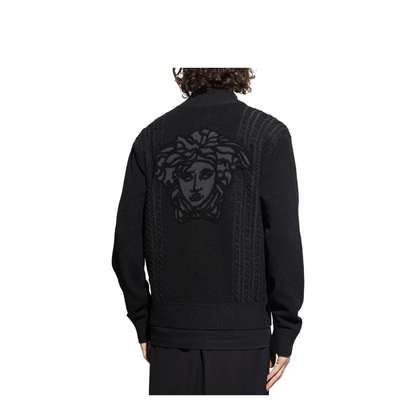 Medusa Jacquard Zip Knit Sweater