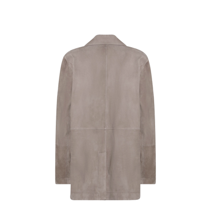 Light Brown Suede Single-Breasted Blazer