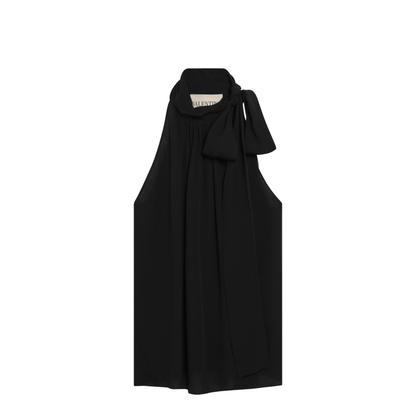 MAYFEYR - Valentino - Black Silk Top With Neck Bow - 8B0AEBX51MH0NO