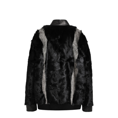 MAYFEYR - Valentino - Black Grey Shearling And Leather Jacket - 9B3NB26ZAASG51