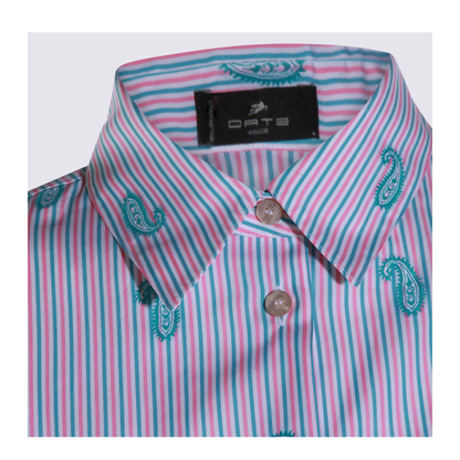 Striped Fil Coupé Paisley Cotton Jacquard Shirt - Pink