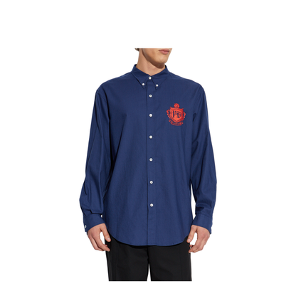 College Emblem Shirt in Oxford Cotton Blue