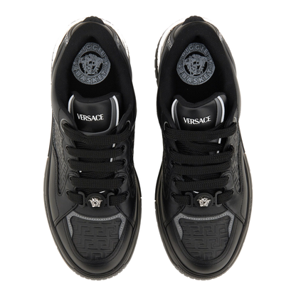 Greca Black Leather Blend Sneakers