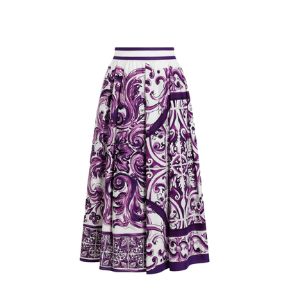 Majolica-print pleated skirt in Multicolor