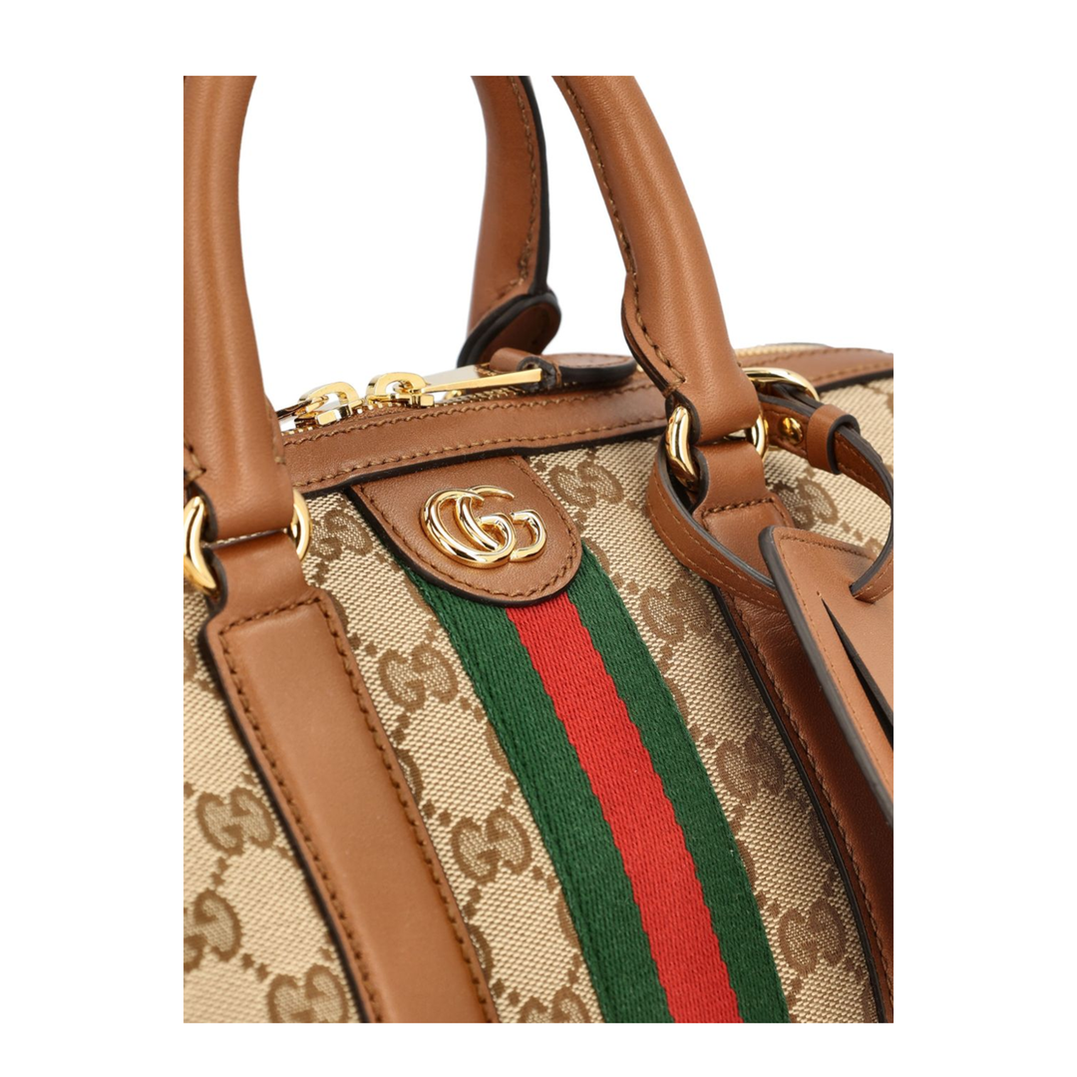 Ophidia Medium GG Canvas Boston Bag - Beige/Brown