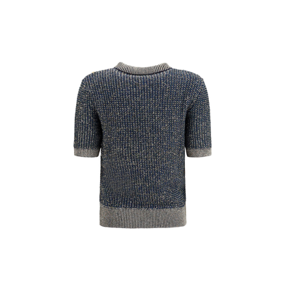 MAYFEYR - Balmain - Short Sleeve Sequined Sweater With Buttons - HF1ALB60KK13SQH