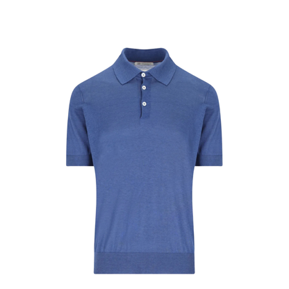 Blue Silk Blend Polo Shirt