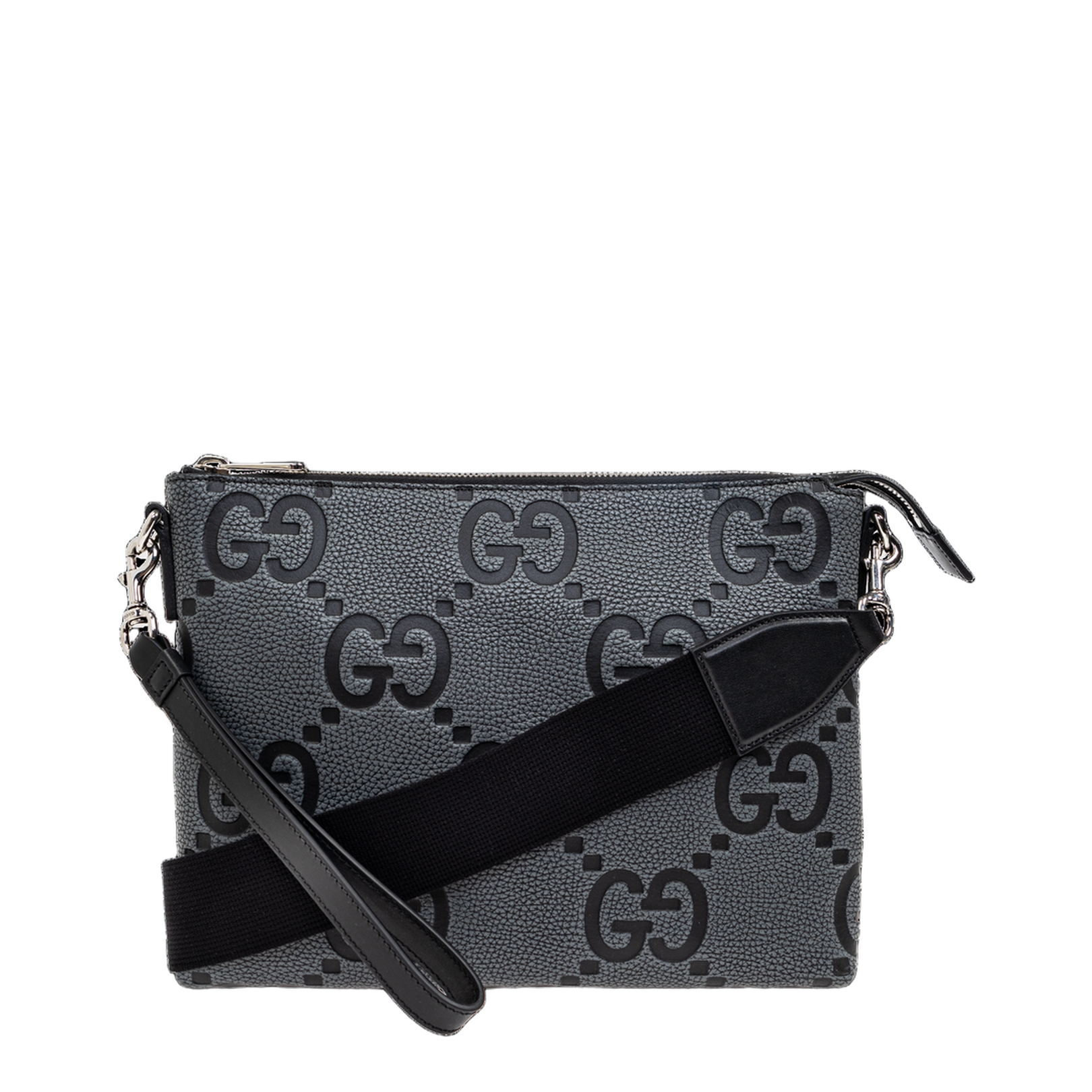 GG Jumbo Leather Crossbody Bag - Gray