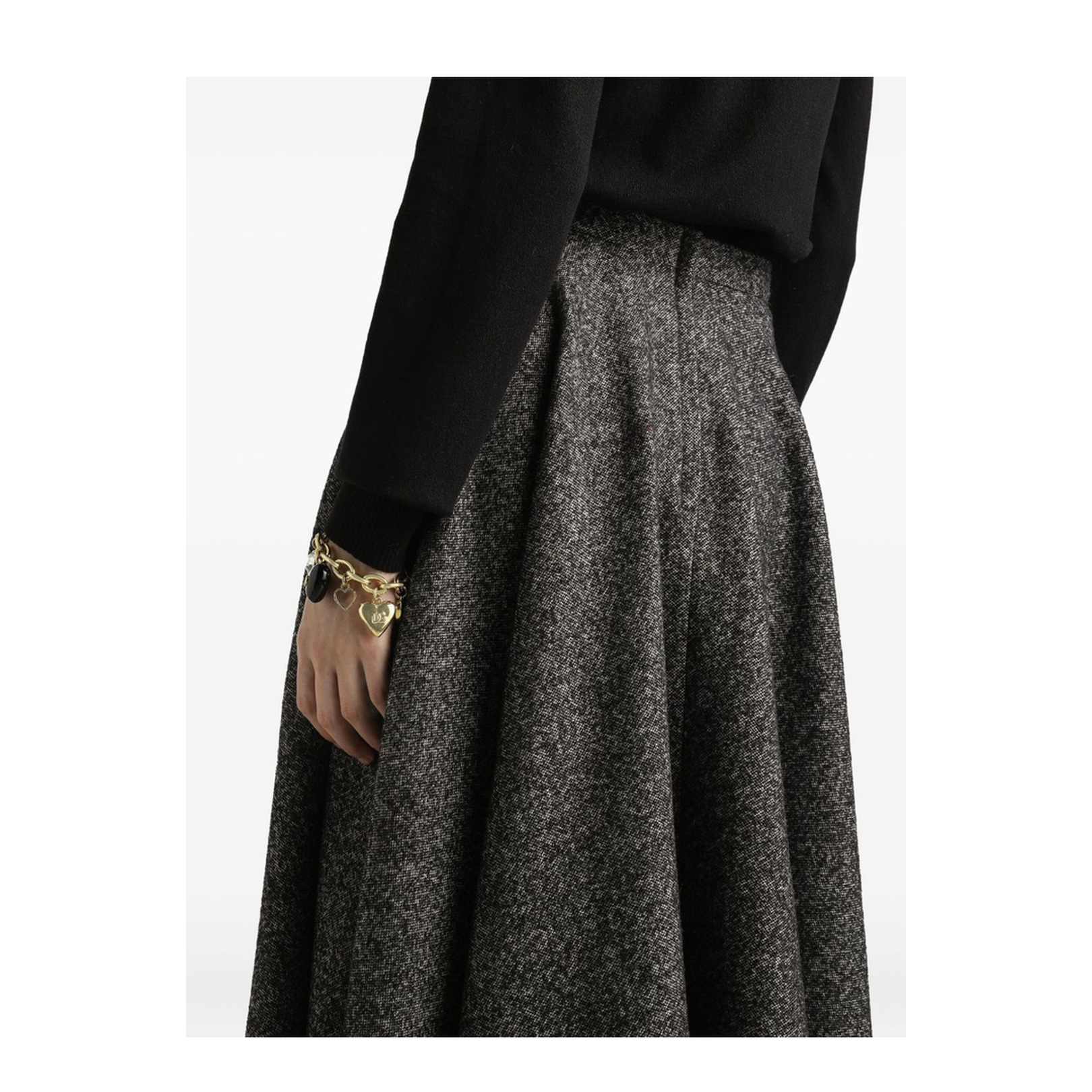 Wool Blend Dotted Circle Skirt