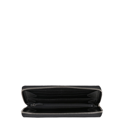 Jumbo Zip Around Wallet in Black Leather
