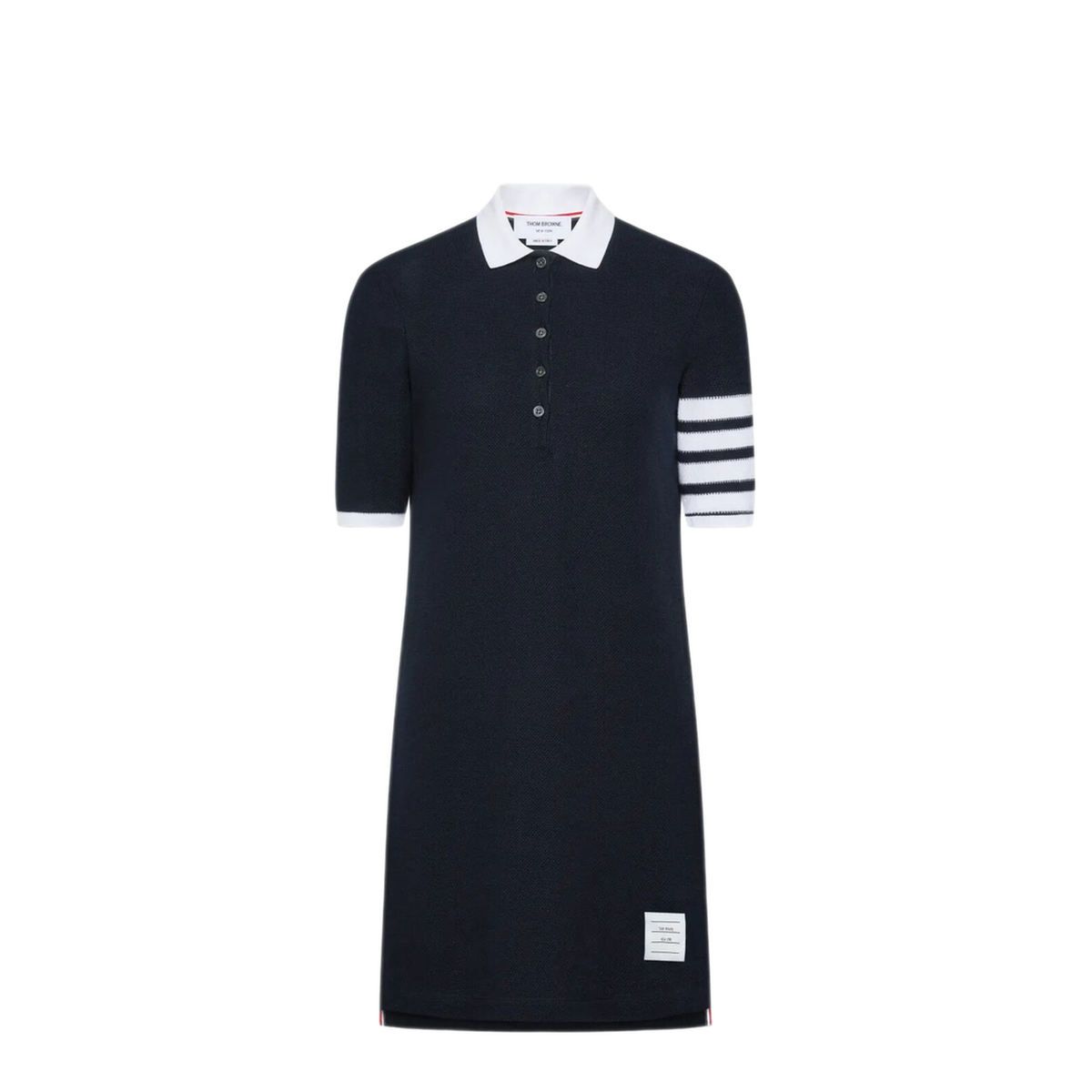 Polo Dress In Textured Pique With Eng 4 Bar