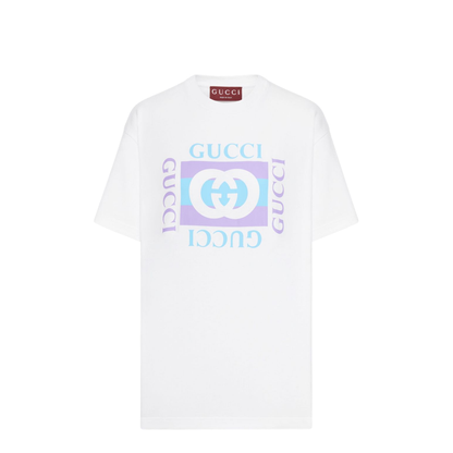 Cotton Jersey T-Shirt with Print in White