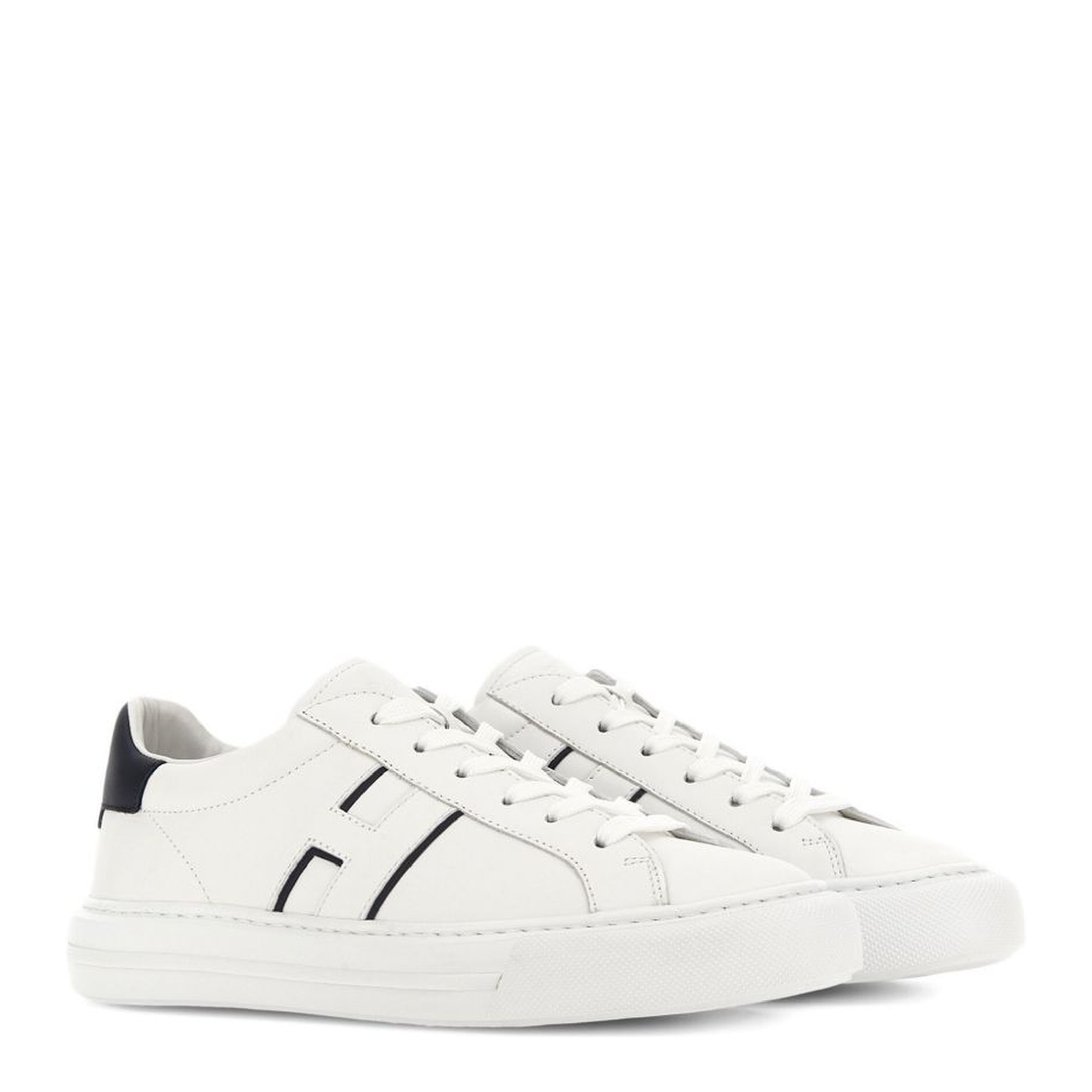 White Logo Design Flat Rubber Sole Lace-Up Closure