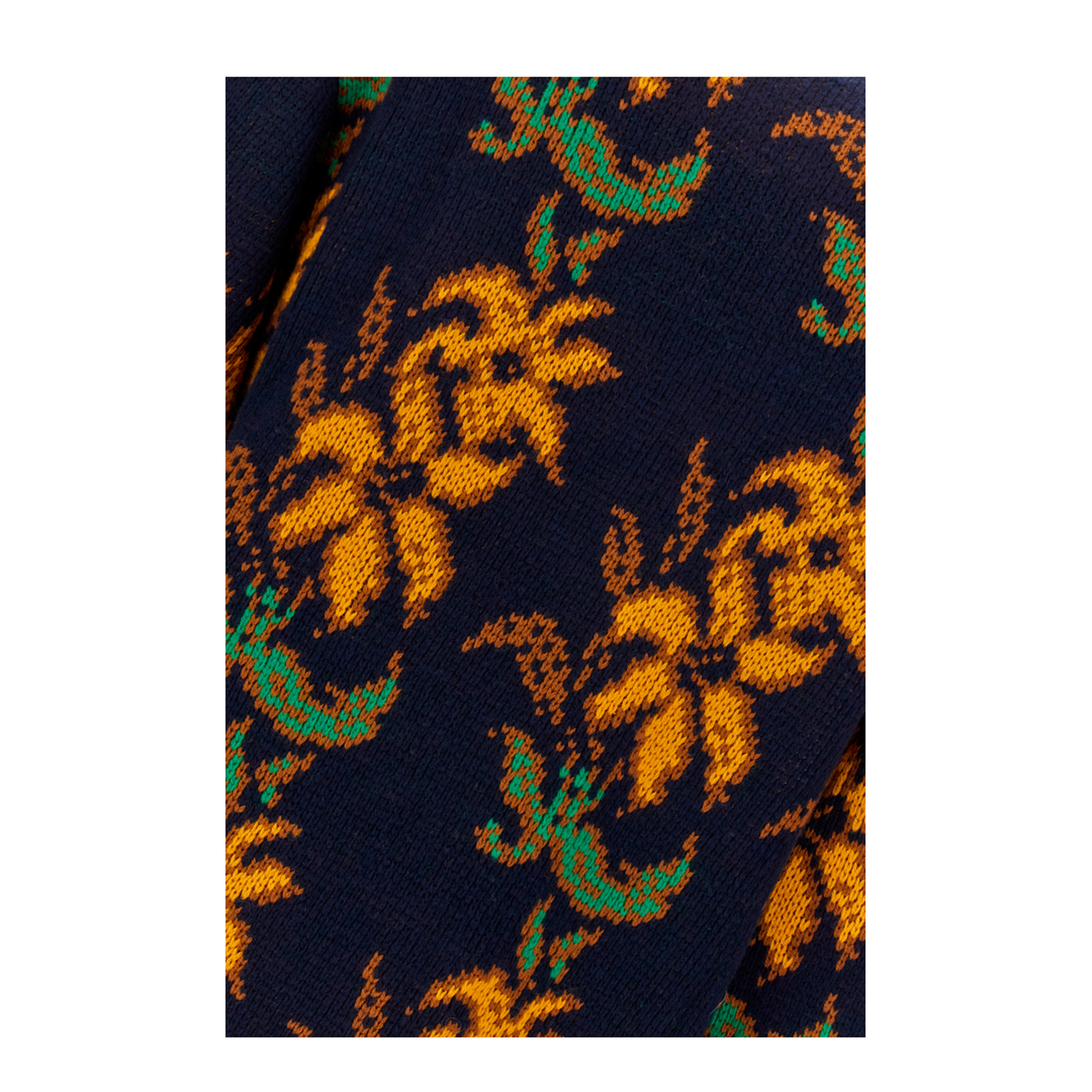 Floral Intarsia Knit Wool Jumper Blue