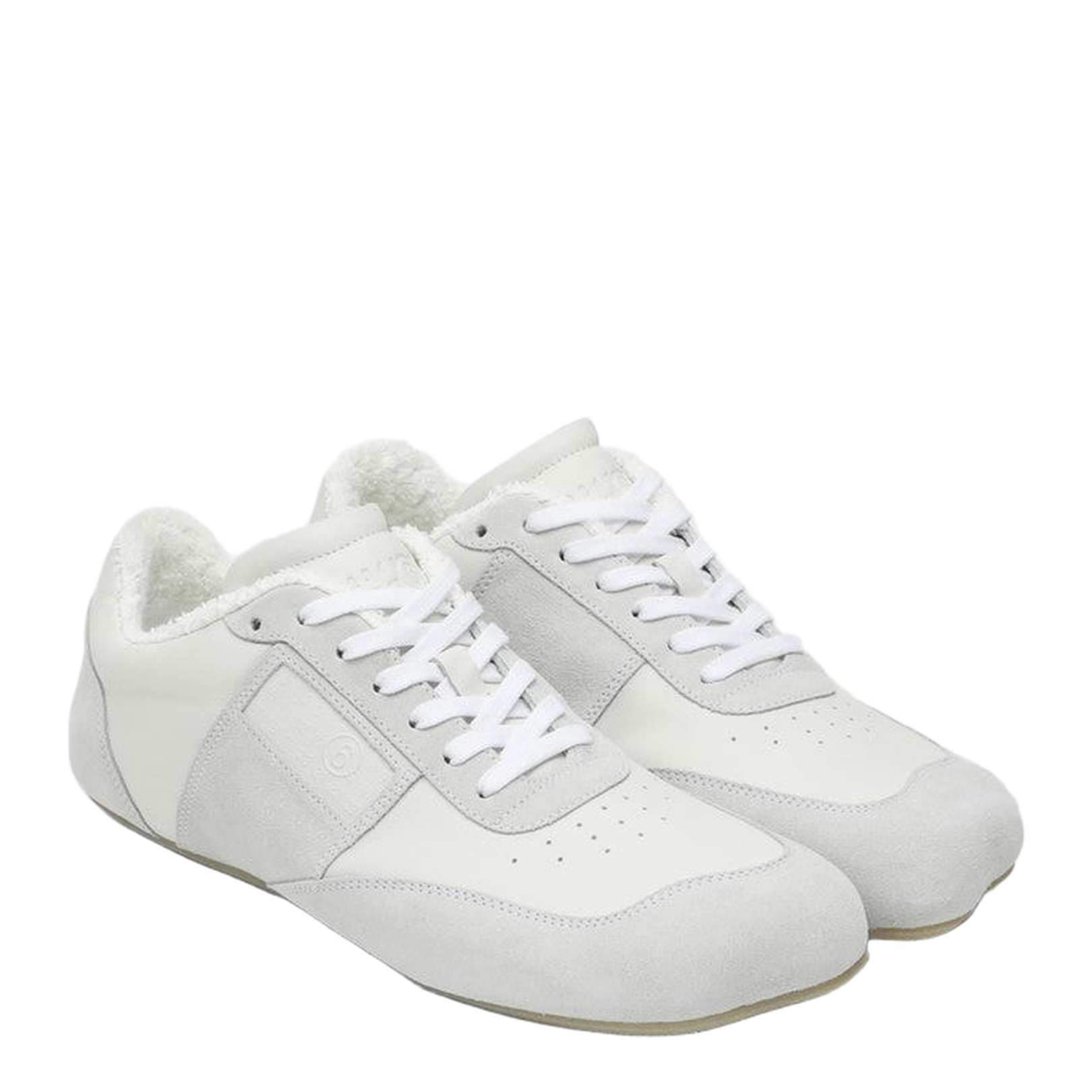 White Leather and Suede Sneakers