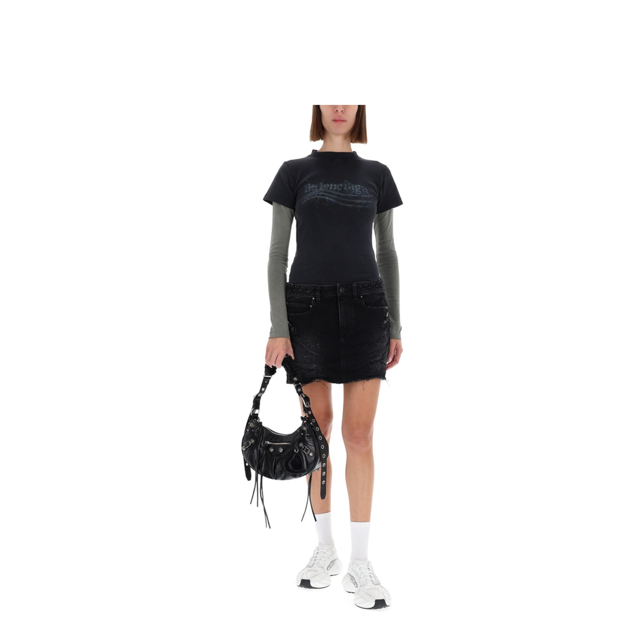 Black Denim City Mini Skirt