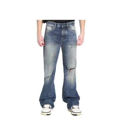 Ripped-Knees Bootcut Jeans