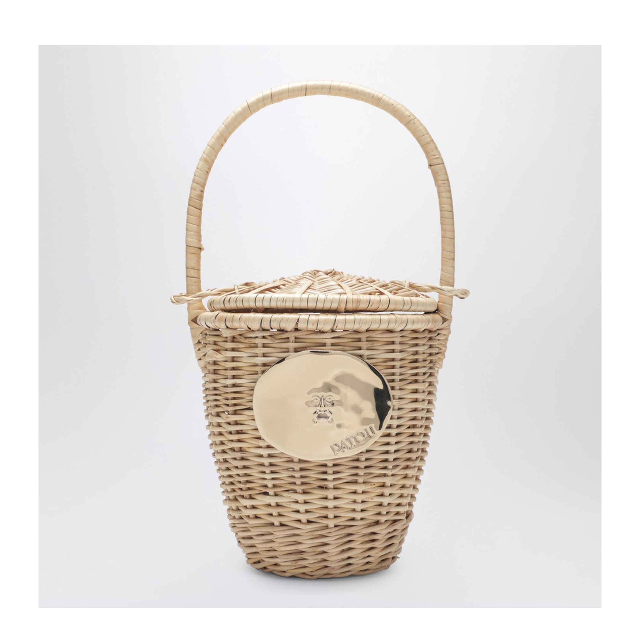 Beige Wicker Bucket