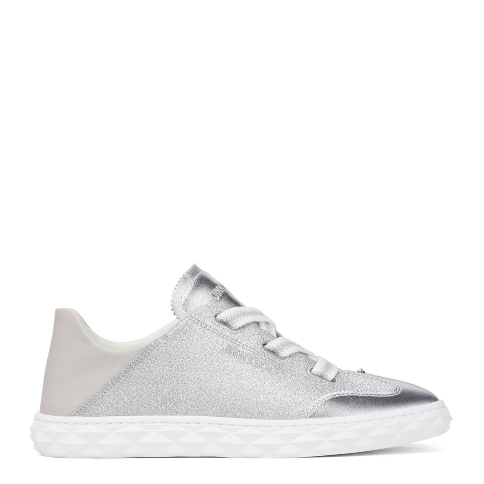 Silver Glitter Leather Trainers