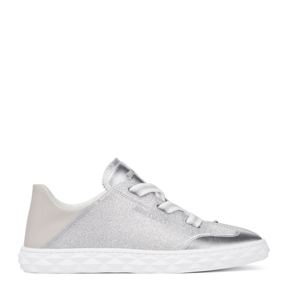 Silver Glitter Leather Trainers