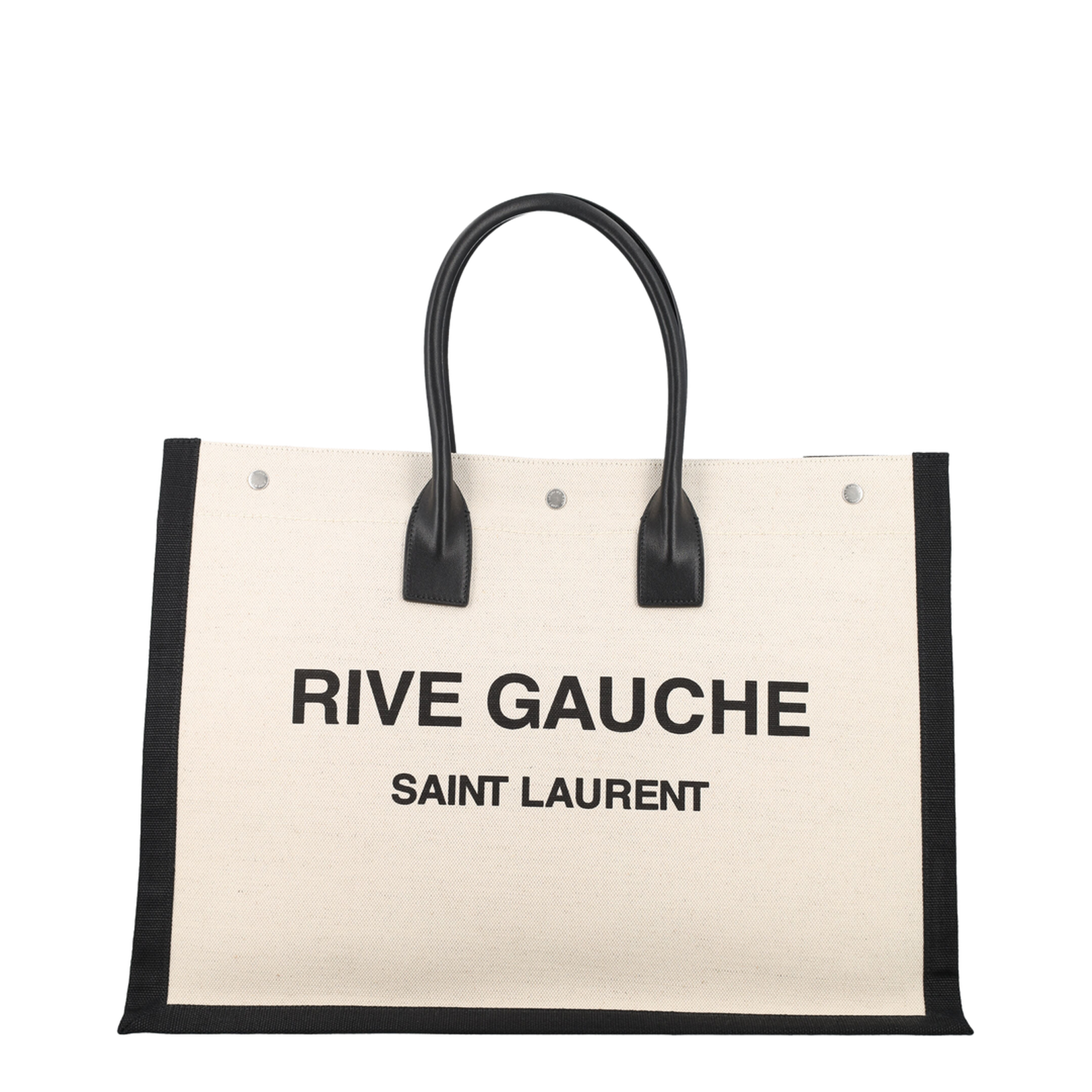 Rive Gauche Large Canvas Tote Bags - White