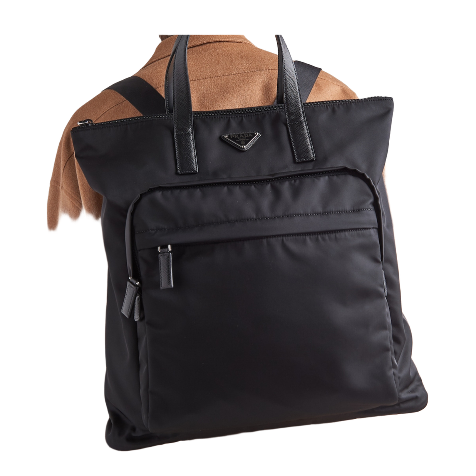 Re-Nylon and Saffiano Leather Tote Bag
