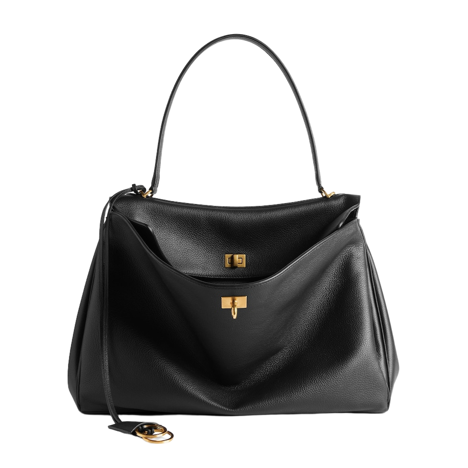 Women's Rodeo Handbag Large Grained Calfskin in Black