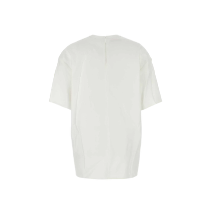 Cotton Blend Mid Sleeve Top White