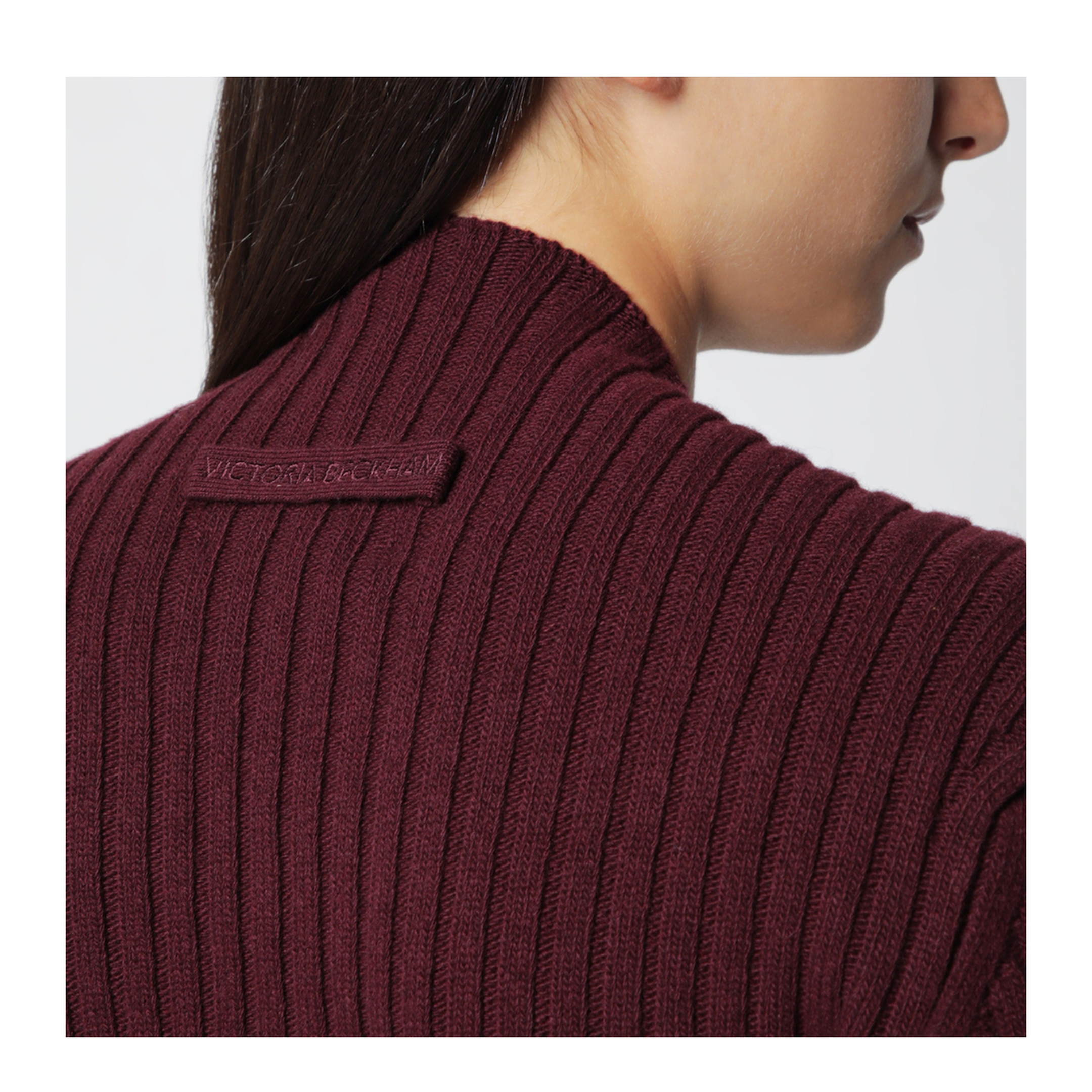 MAYFEYR - Victoria Beckham - Ribbed Sweater In Dark Grey Wool And Cashmere - 1326KJU007314AWOOM