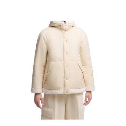 White Yushan Reversible Teddy Short Padded Jacket