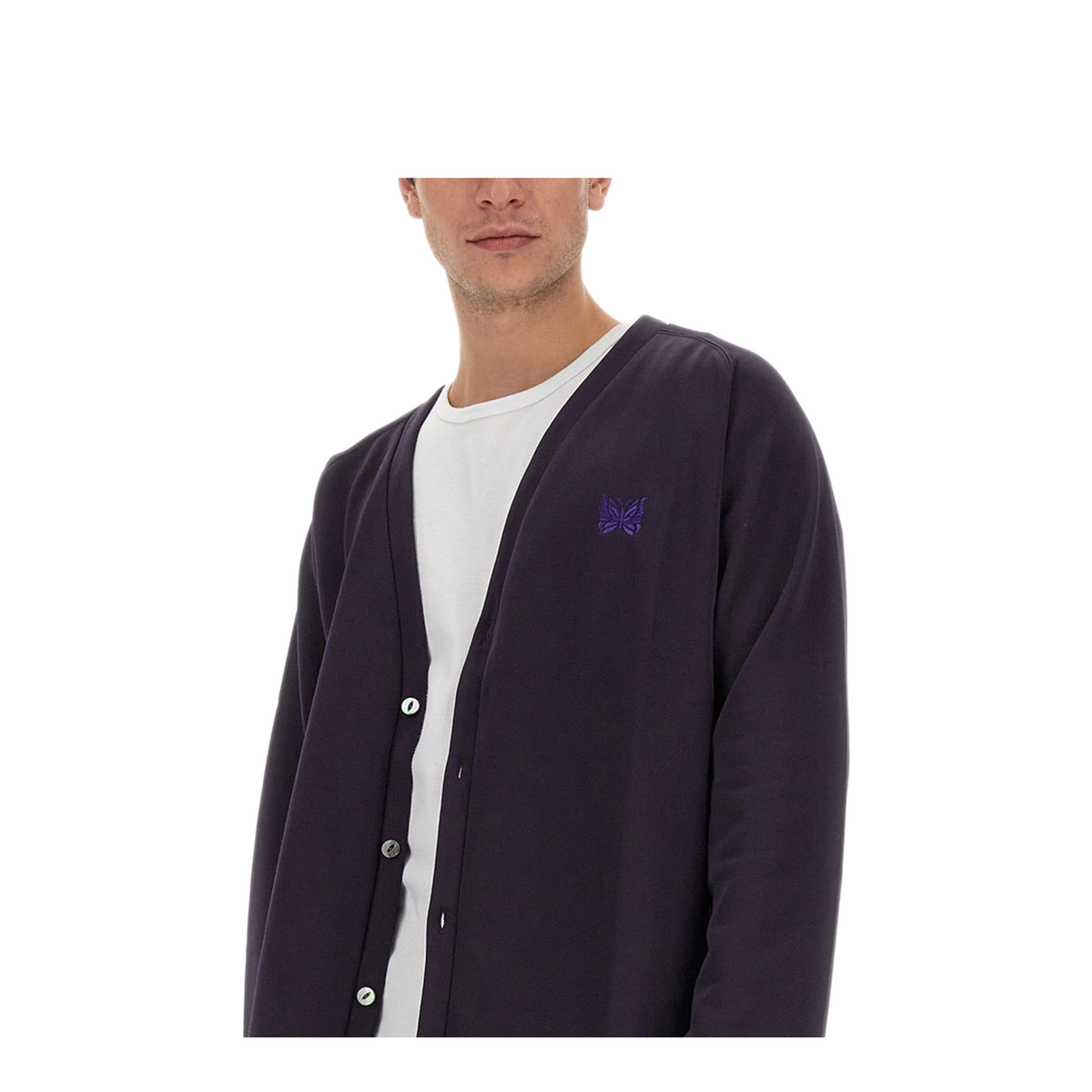 MAYFEYR - Needles - Cardigan With Logo - MR304CEGGPLANT