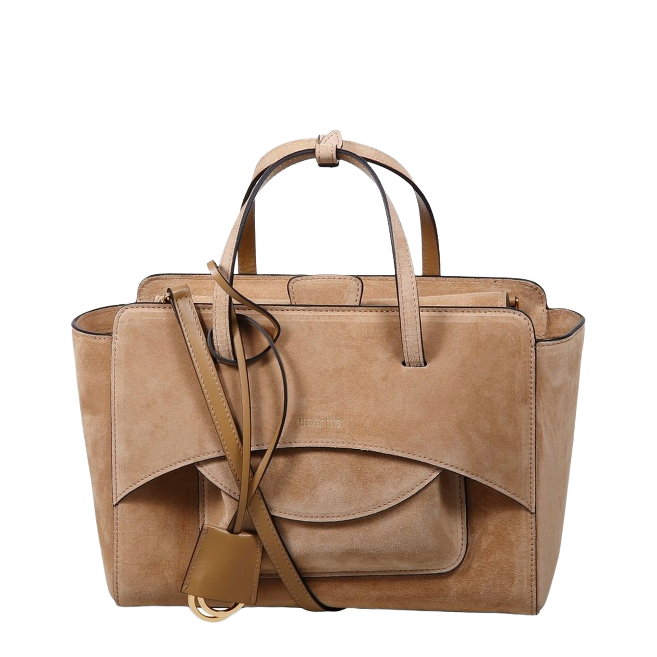 Flap Pocket Medium Calfskin Tote - Brown