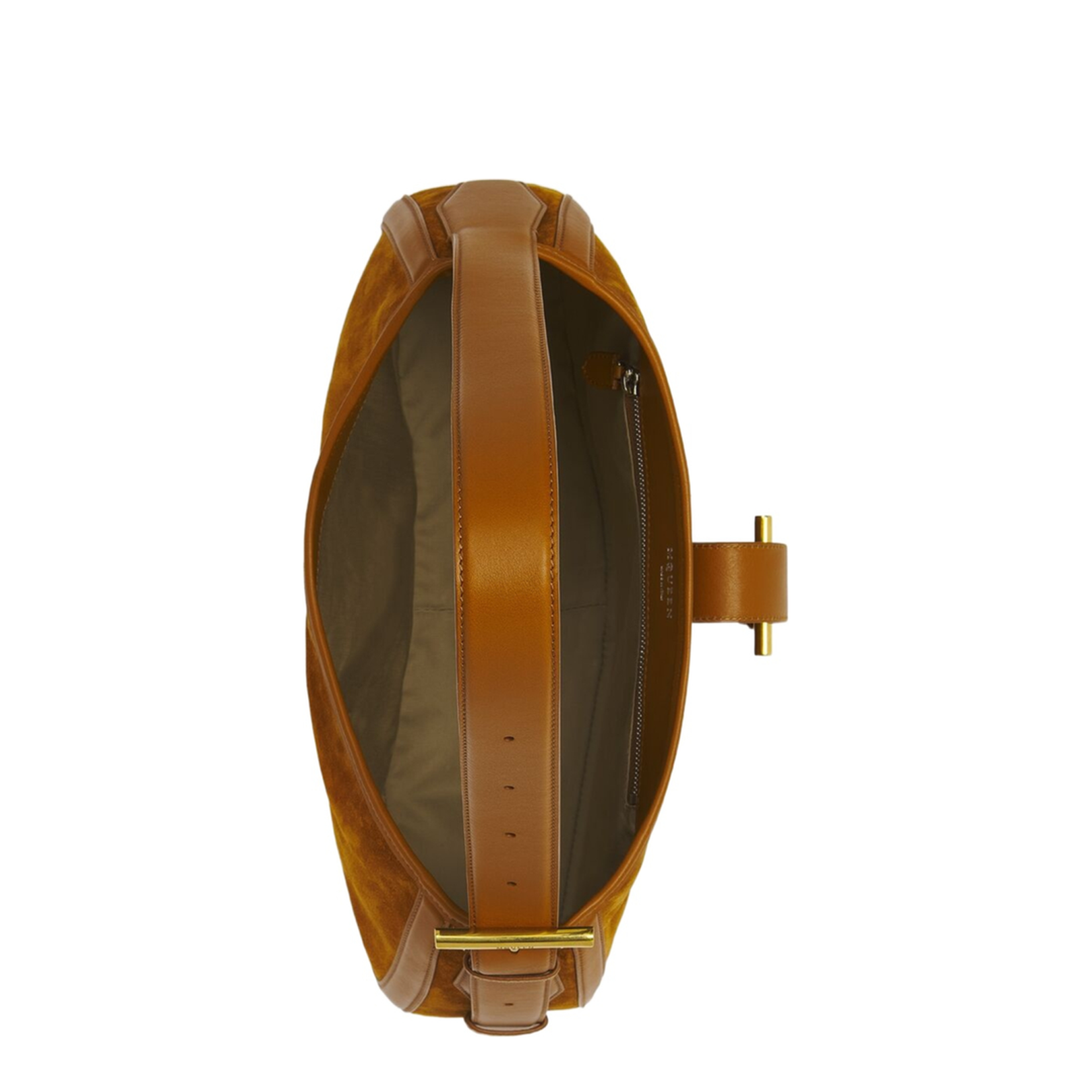 Adjustable Leather Shoulder Bag with Vintage Gold Metal T-Bar Closure