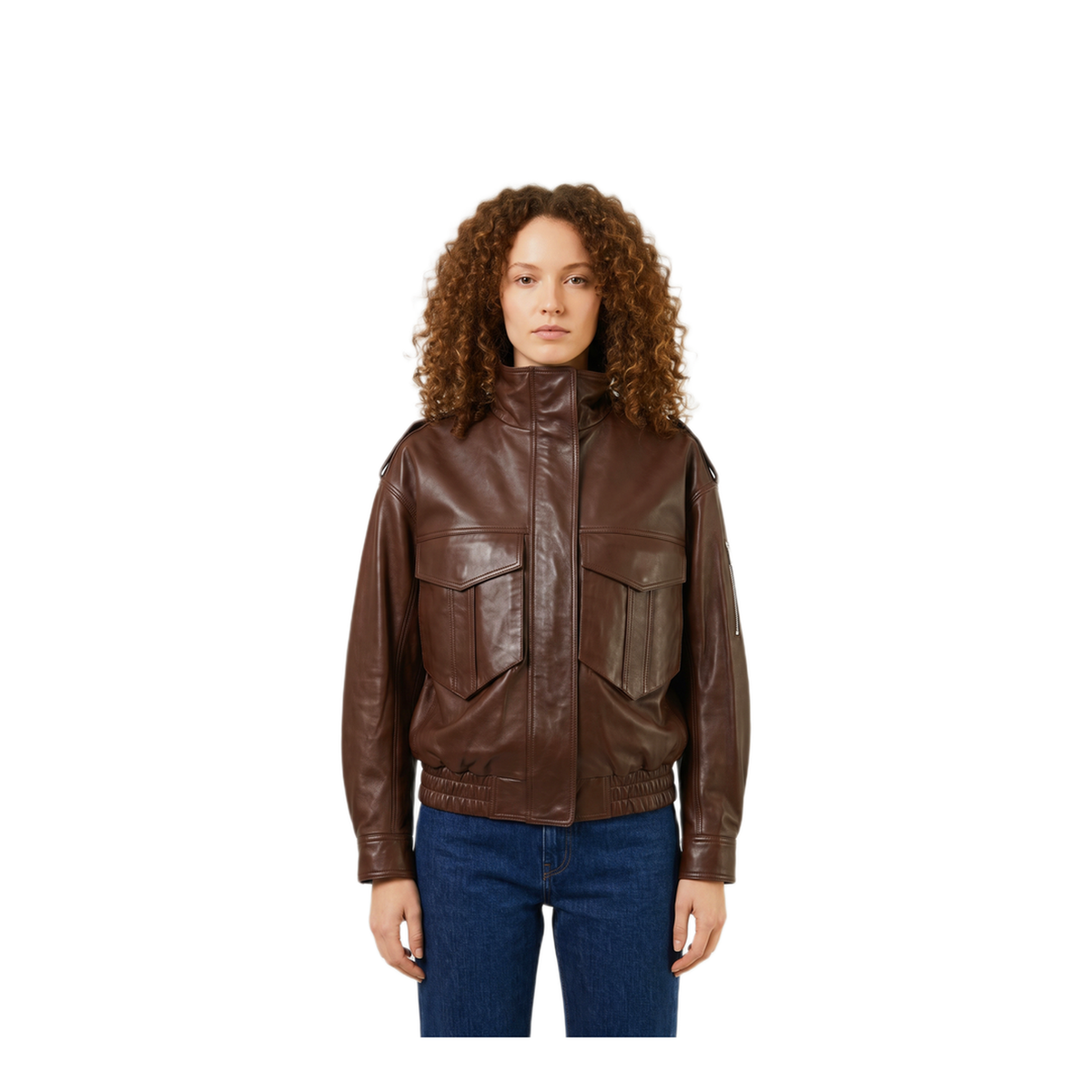 MAYFEYR - The Frankie Shop - Brown Napa Leather Bomber - JAFS22734200BROWN