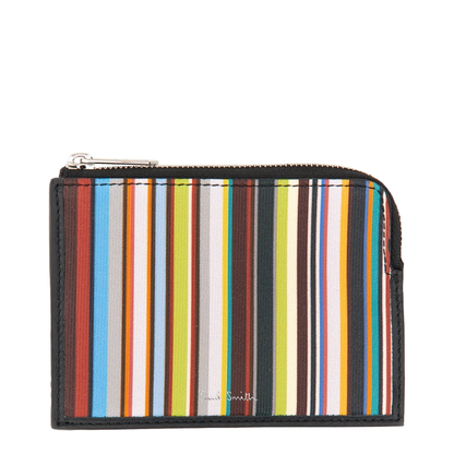 Signature Stripe Zipper Wallet
