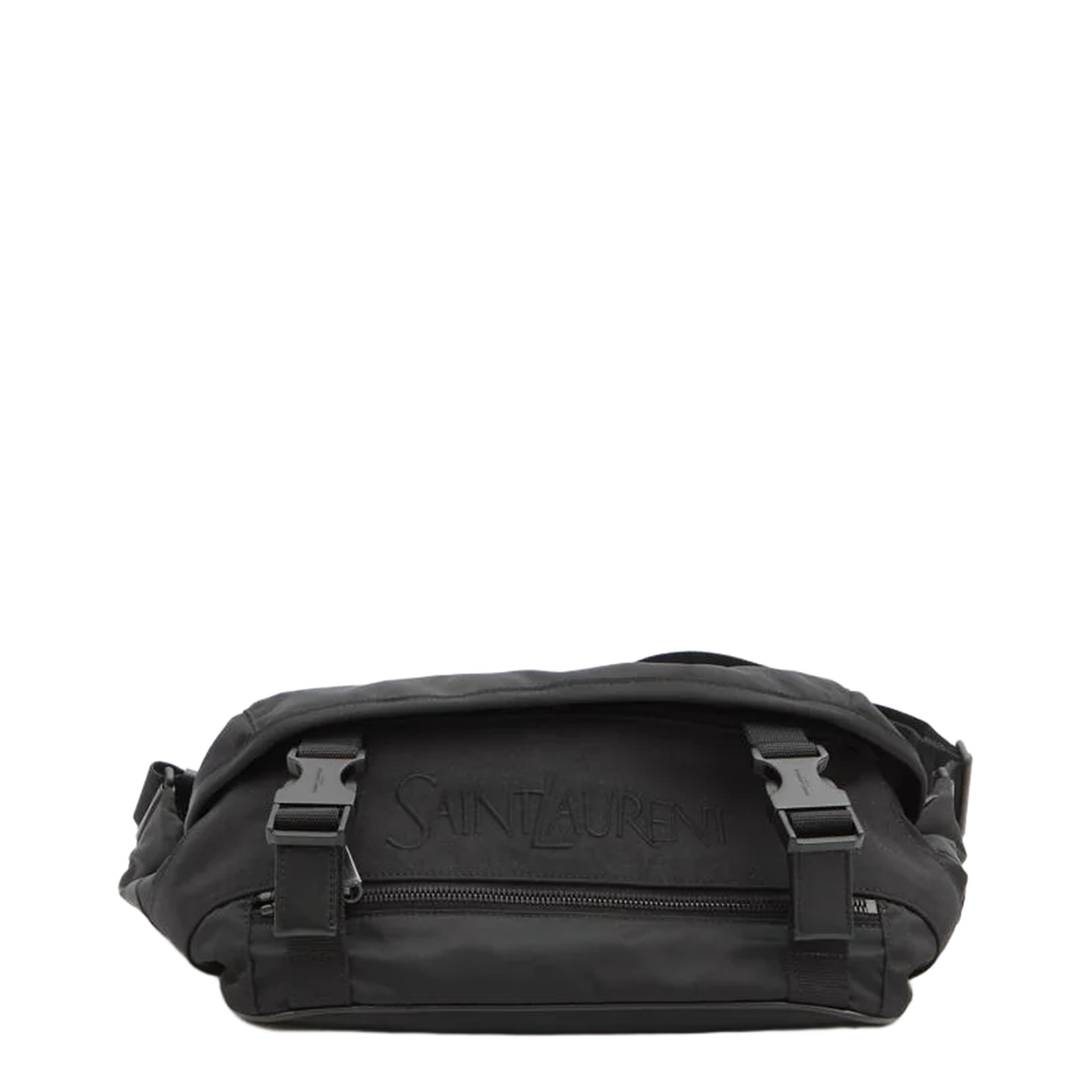 Black Nylon Crossbody Bag with Leather Trims