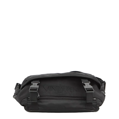 Black Nylon Crossbody Bag with Leather Trims