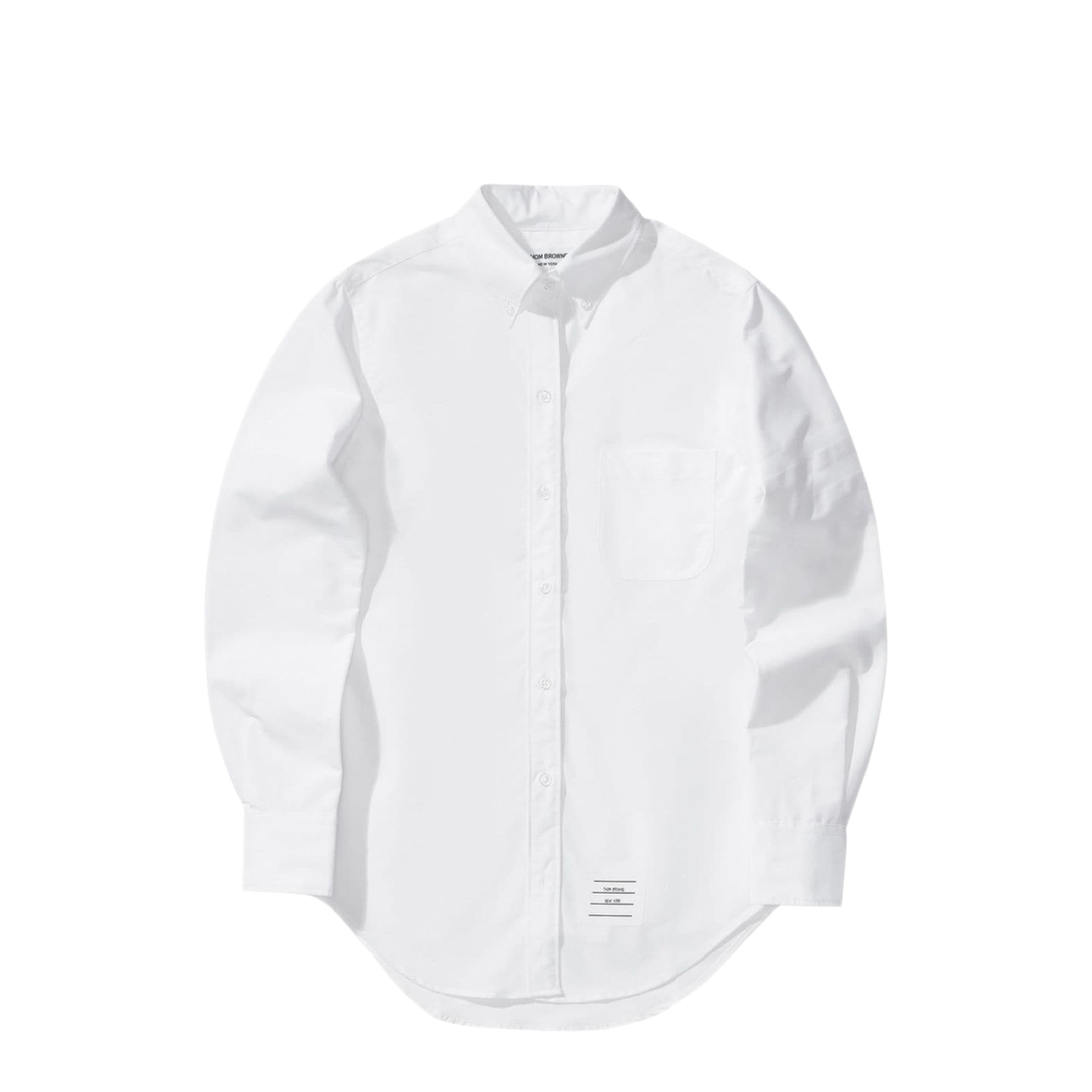 MAYFEYR - Thom Browne - Classic Point Collar Shirt With Engineered Satin Weave 4 Bar In Oxford - FLL005A06496100