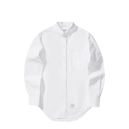MAYFEYR - Thom Browne - Classic Point Collar Shirt With Engineered Satin Weave 4 Bar In Oxford - FLL005A06496100