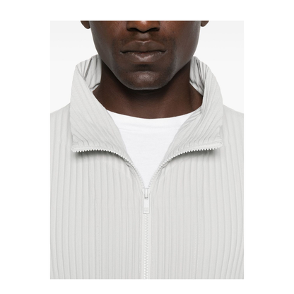 Pleated Texture Zip Fastening Jacket