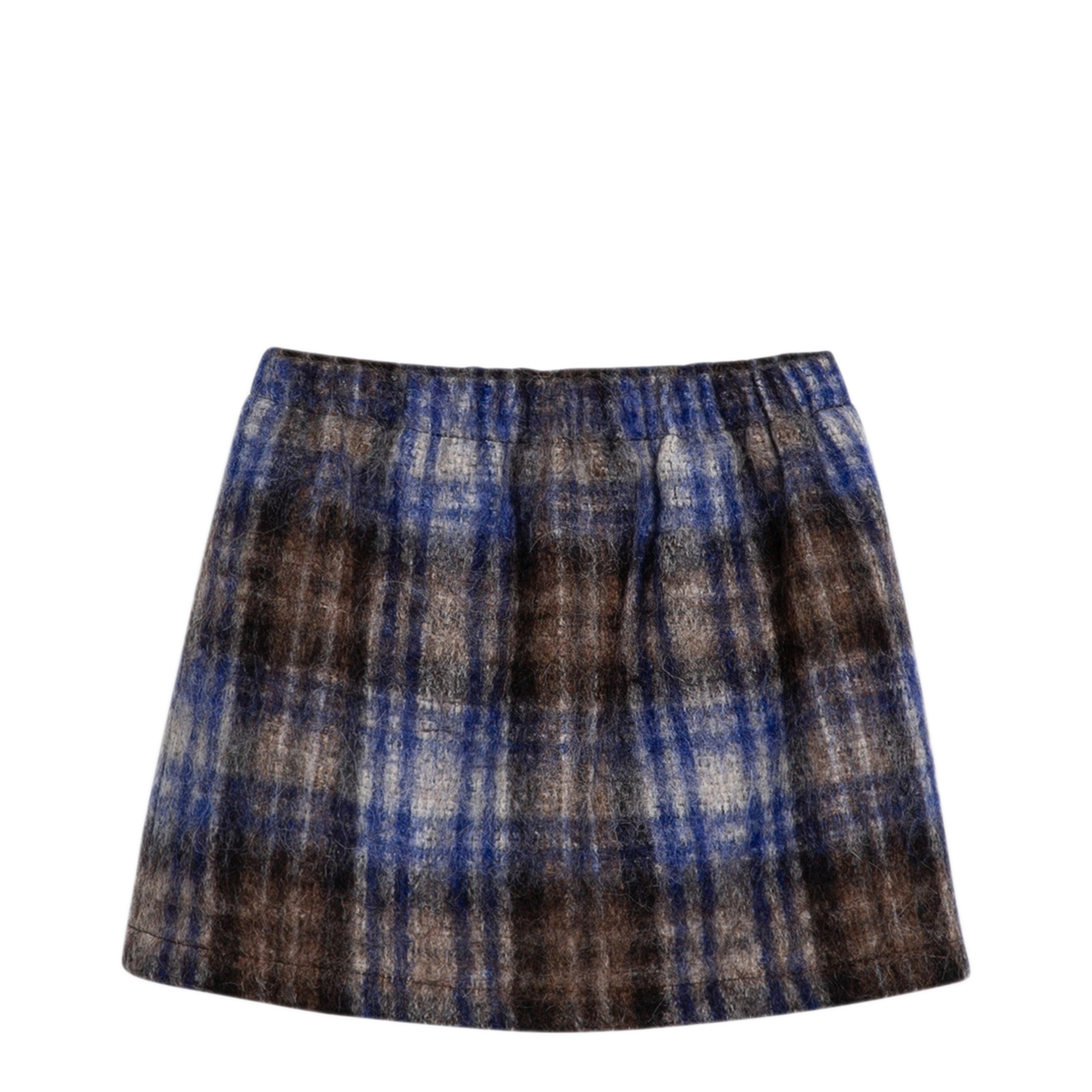 MAYFEYR - Douuod - Grey Blue Wool Blend Checked Skirt - DV7A71-BE0196904BL