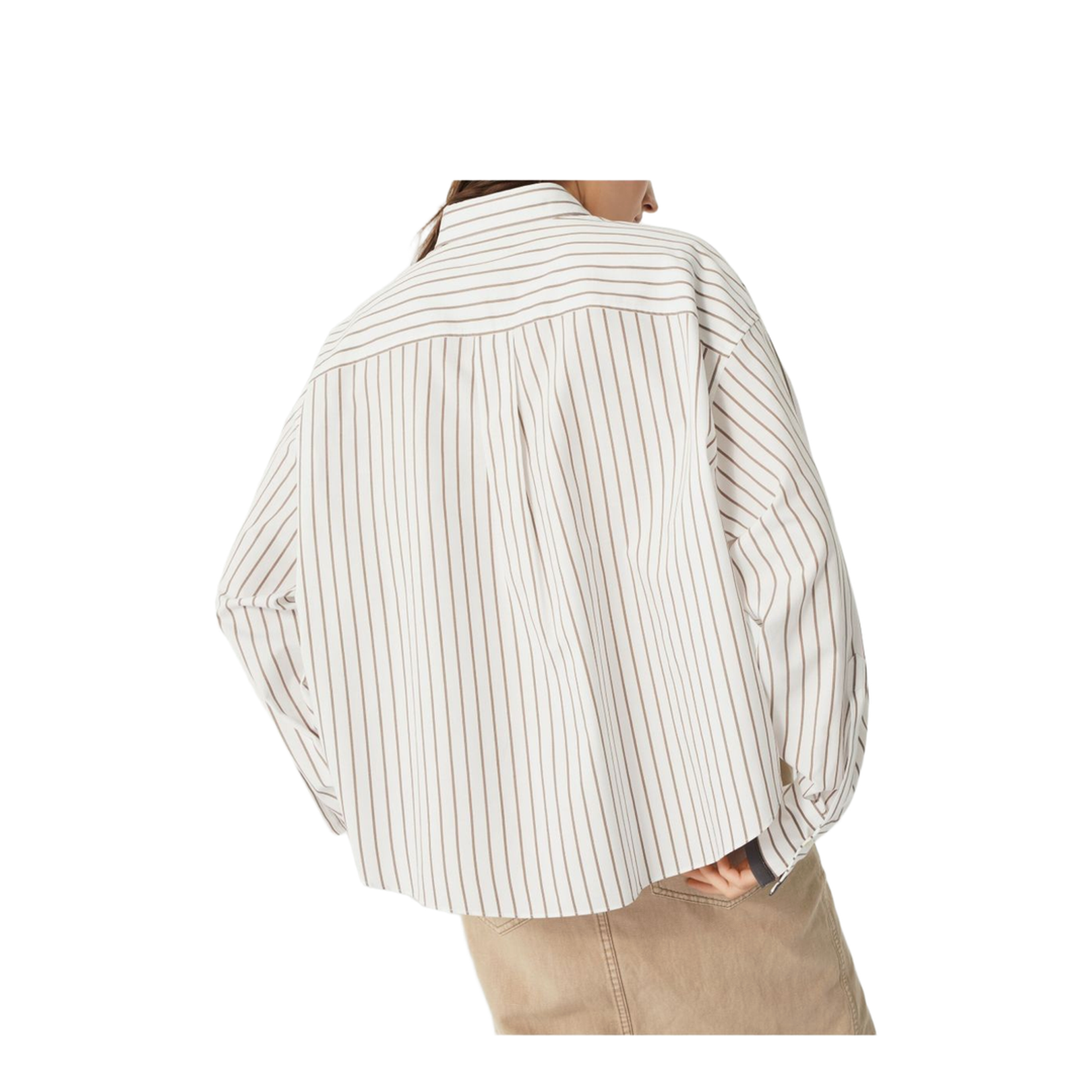 Striped Cotton Twill Shirt with Shiny Cuffs