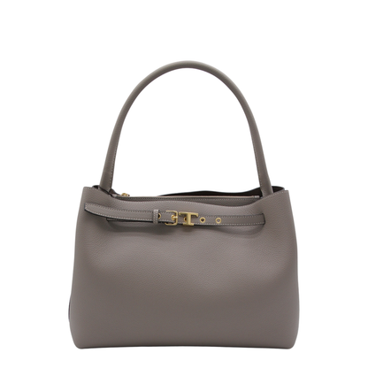T Timeless Small Calf Leather Tote Bag - Beige Taupe