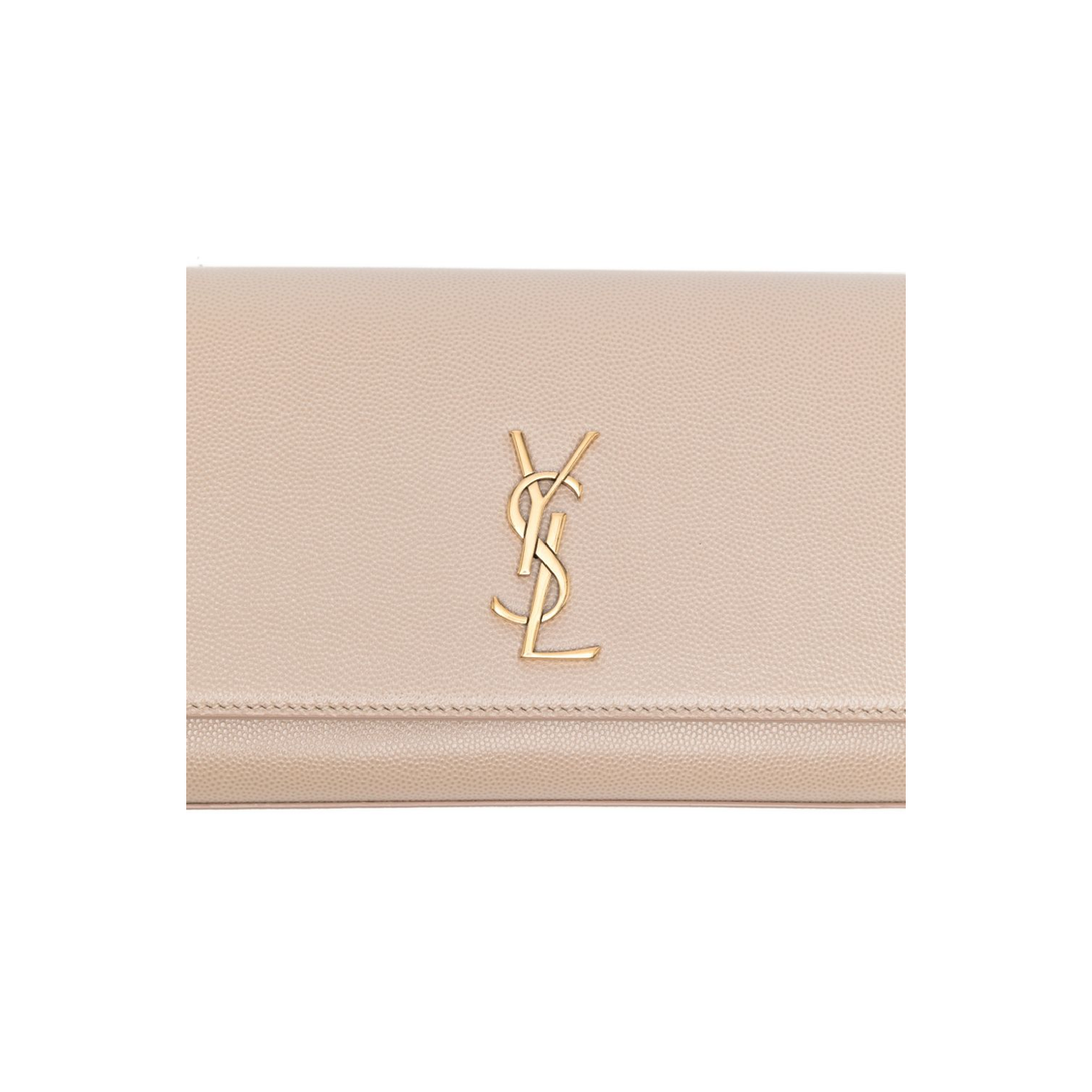 Kate Calf Leather Clutch - Dark Beige (Beige)